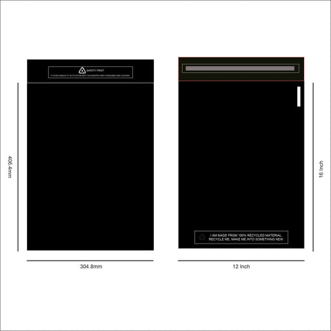 Black Recycled Mail Bag <br>(12x16 inch/30.5x40.6cm),SR Mailing,Mailing Bags.