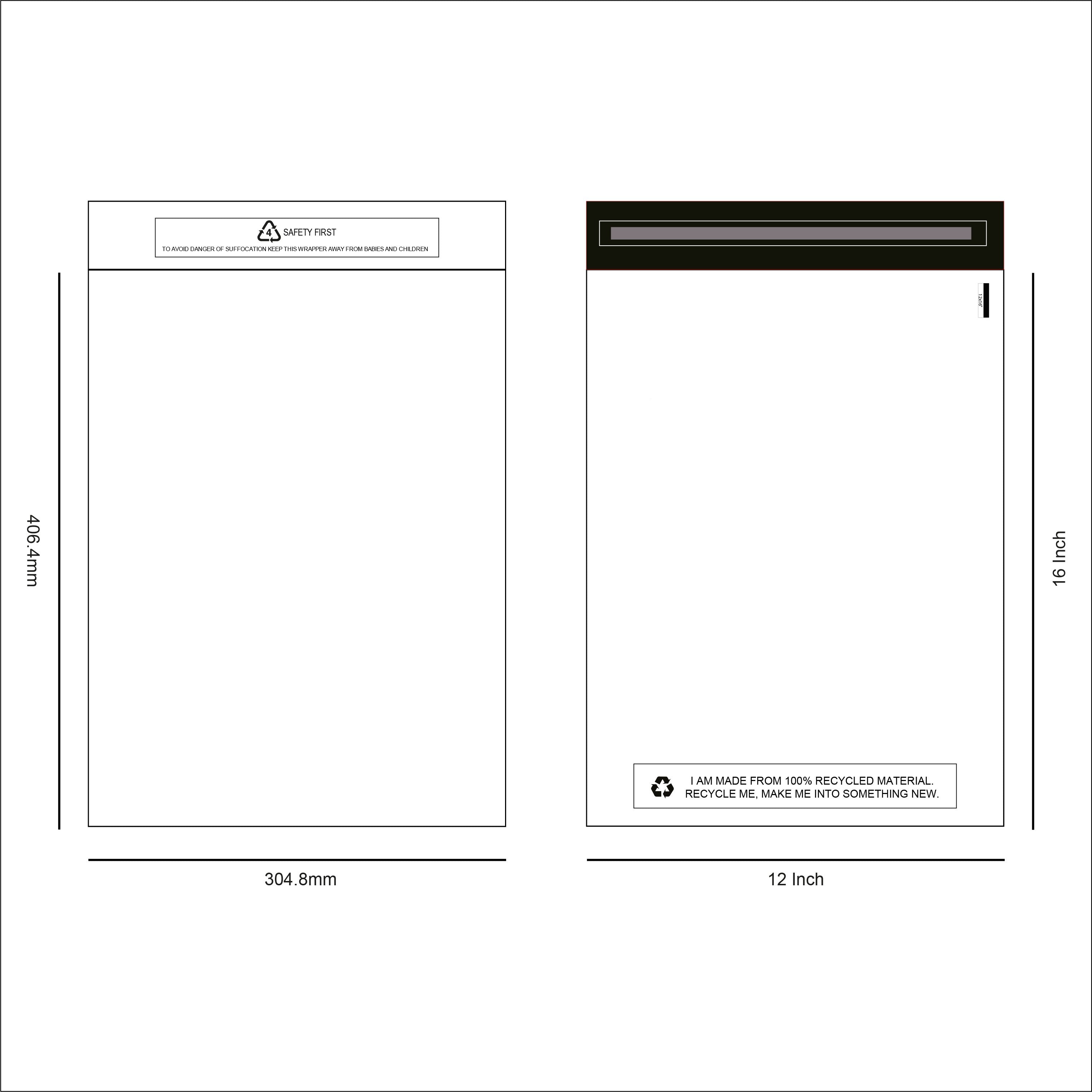 Poštovní Recyklovaná Plastová Obálka S Klopou Bílá 30.5x40.6cm