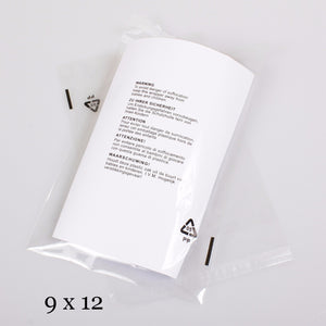 9x12" CPP Transparent Packaging Bag with  Warning Labels Printed,SR Mailing,