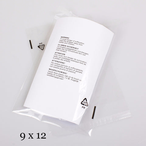 9x12" CPP Transparent Packaging Bag with  Warning Labels Printed,SR Mailing,